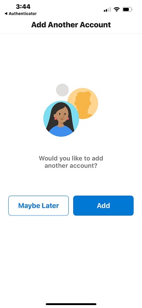 outlook add another account tap maybe later